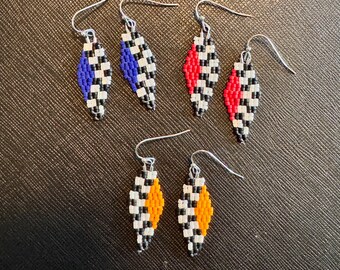 Formula 1 (F1) Checkered Flag Earrings - Ferrari, Mclaren, Red Bull, Williams Colors