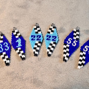 Formula 1 (F1) Hand-beaded earrings with driver number and checkered flag