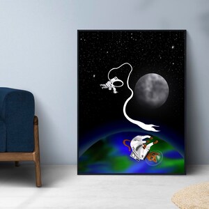 Armacatton Funny Wall Art, Humorous Decor, Space Cat, Astronaut, NASA, Interstellar, Cat Lover Gift, meme Comic, Space Exploration Lover