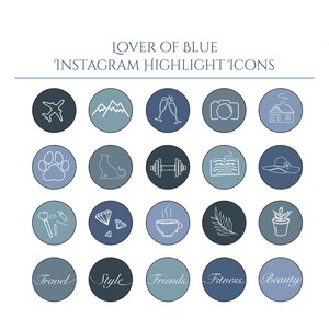 100 Blue Instagram Highlight Cover Icons, IG Story, Hand-Drawn Covers, Boho Rustic Aesthetic, Blogger Social Media Instagram Highlights