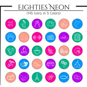 700+ Instagram Highlight Icons, Bright Neon Aesthetic, Eighties Hand-Drawn Covers, Social Media, IG Story, Instagram Story Covers, Digital