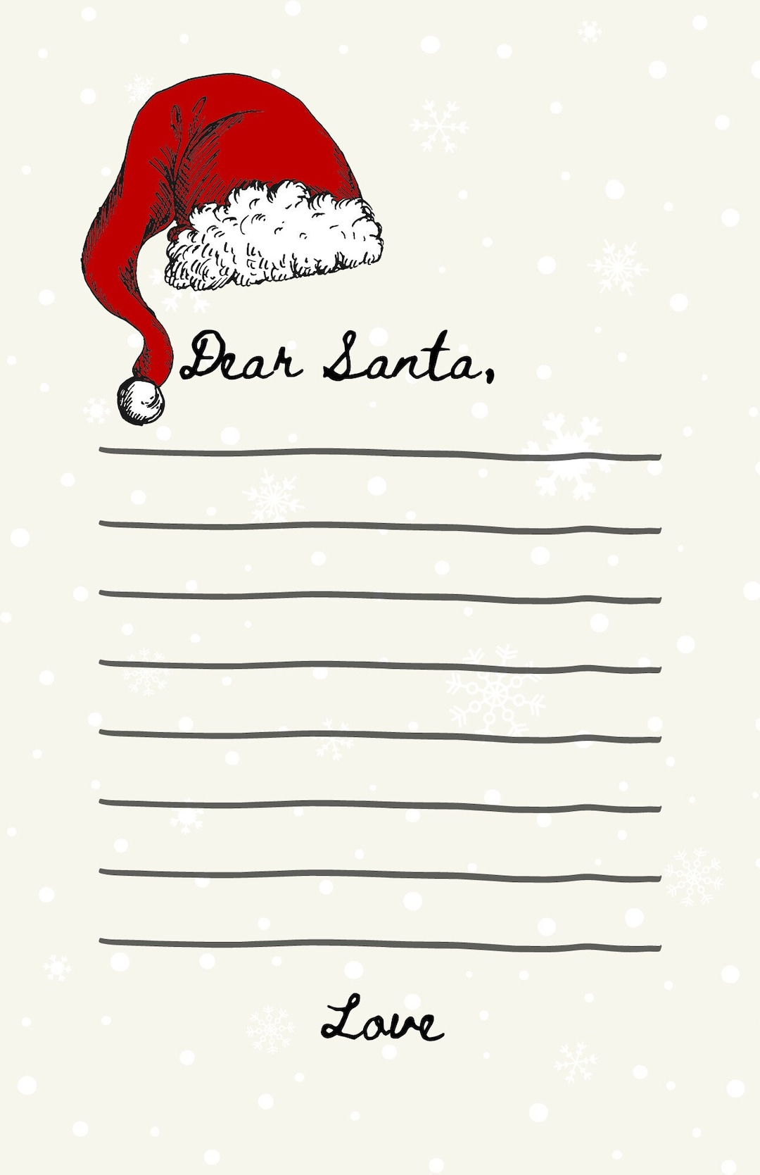 Printable Santa Letter Etsy Printable Santa Letter Etsy
