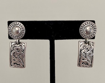 Vintage Silver Boho Dangle Drop Earrings: Premier Designs, Made in USA