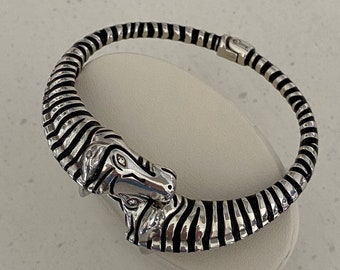 Brighton Zebra Bangle Cuff Hinged Bracelet, Men/Women