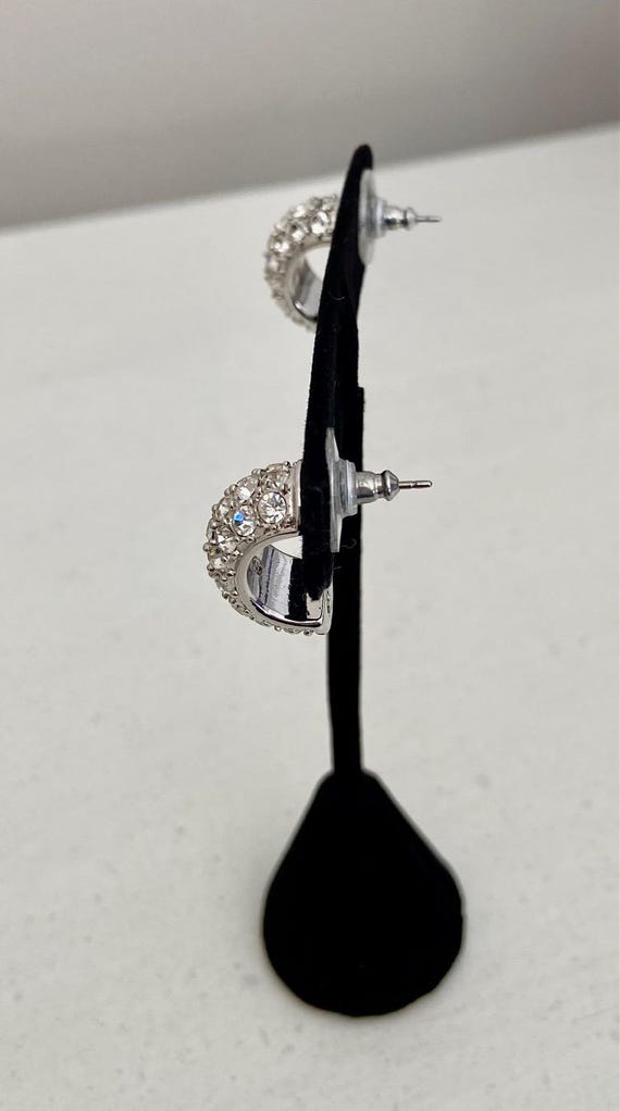 Designer Crystal Pave Half Hoop Pierced Earrings,… - image 9