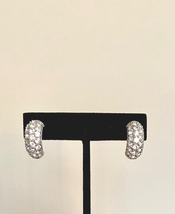 Designer Crystal Pave Half Hoop Pierced Earrings,… - image 11