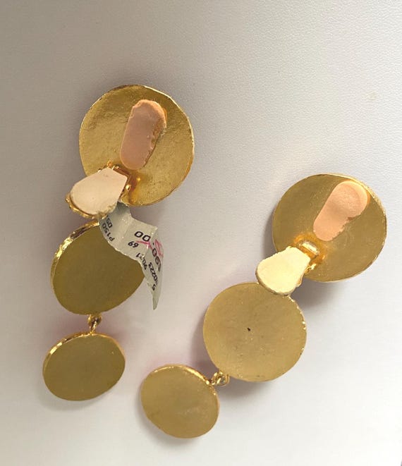 Cache Colorful Dangle Clip Earrings: 1990s Runway… - image 6