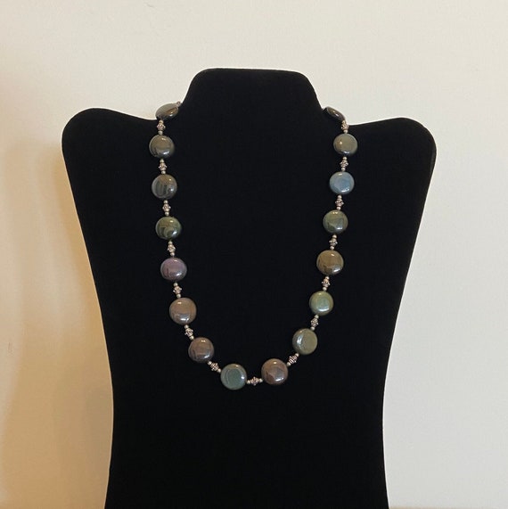 Obsidian Necklace 925, Rainbow Beads - image 3