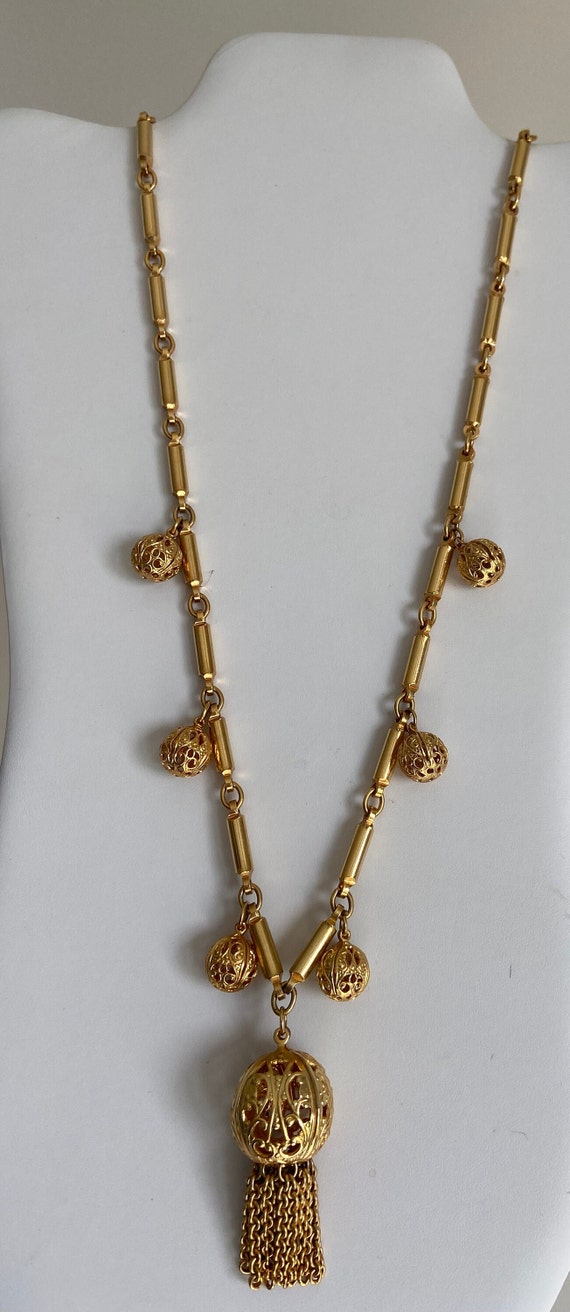 Filigree Tassel Bar Link Chain Necklace - image 4