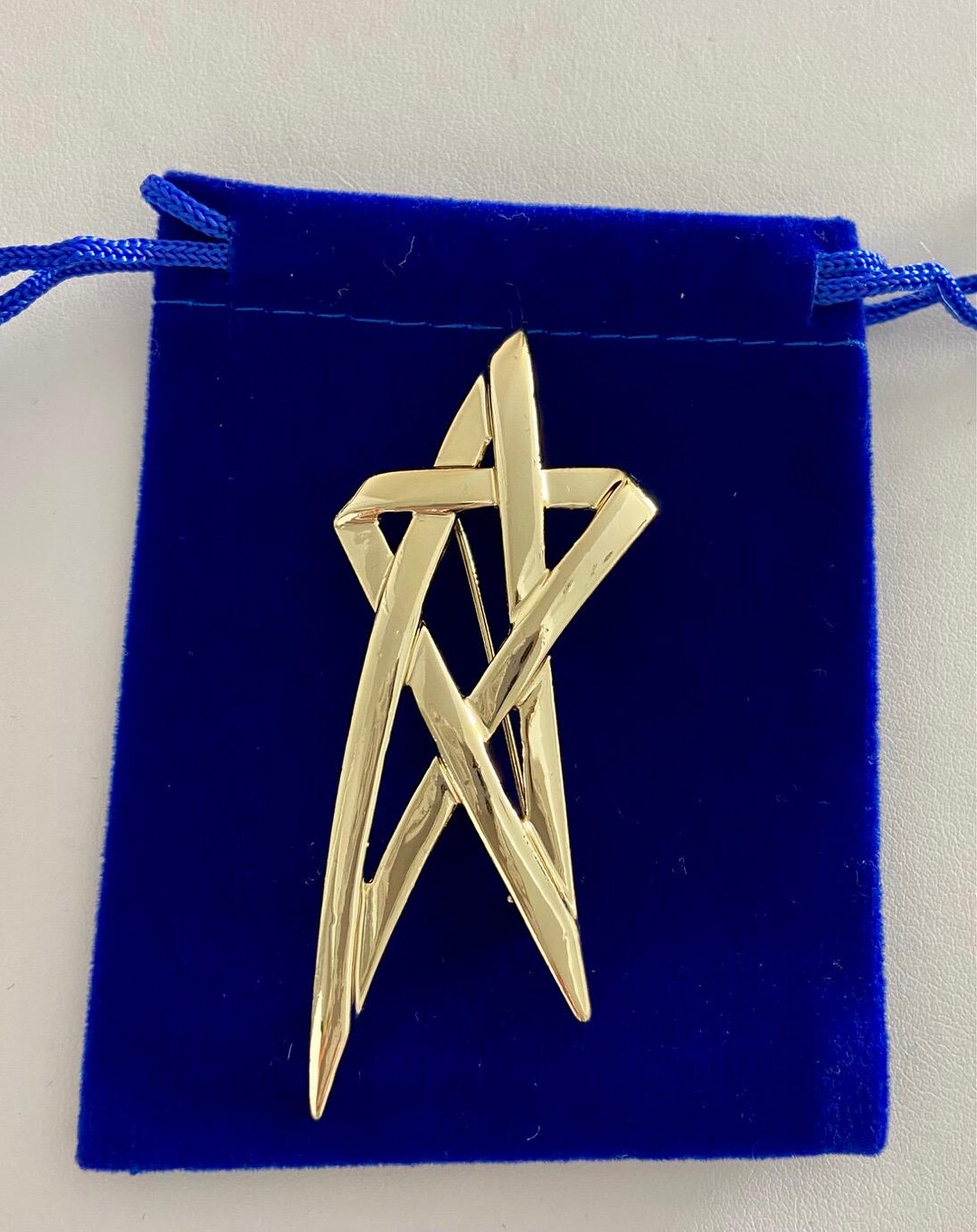Vintage AJC Abstract Gold Star Brooch/pin, Modernist 80's 90's Costume ...