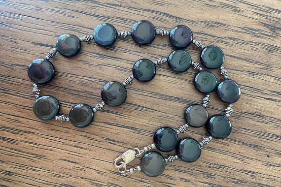 Obsidian Necklace 925, Rainbow Beads - image 6