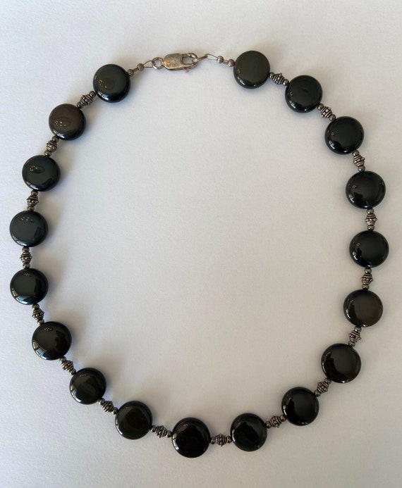 Obsidian Necklace 925, Rainbow Beads - image 4