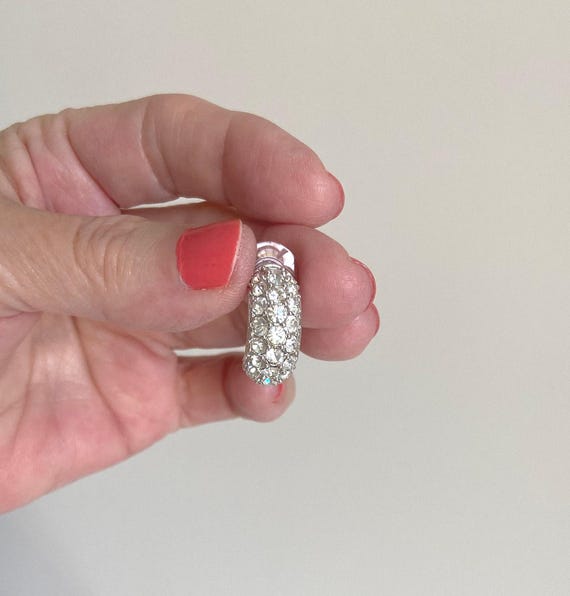 Designer Crystal Pave Half Hoop Pierced Earrings,… - image 6