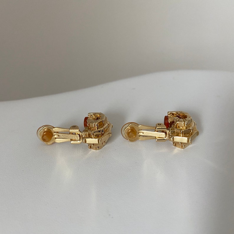 St. John Earrings, Dimensional Layered Design Gold Tone Clip On Etsy