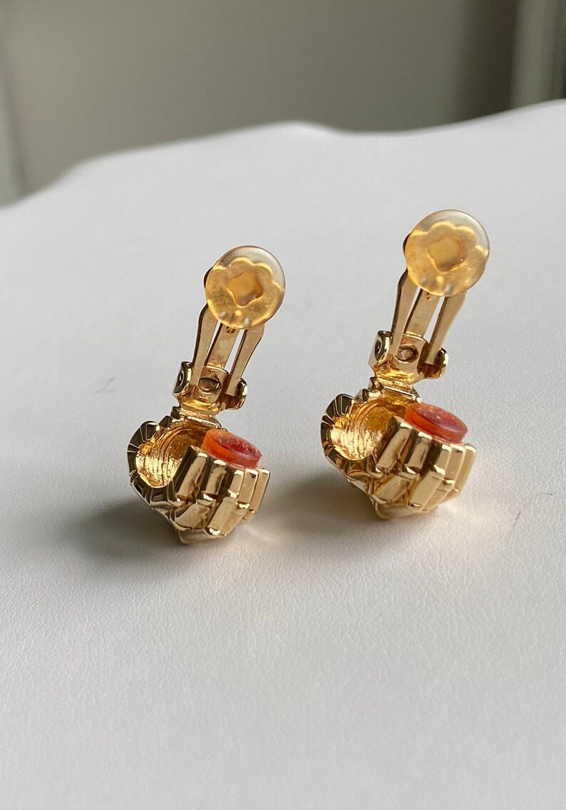 St. John Earrings, Dimensional Layered Design Gold Tone Clip On Etsy