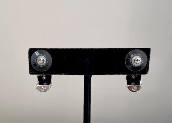 Designer Crystal Pave Half Hoop Pierced Earrings,… - image 7