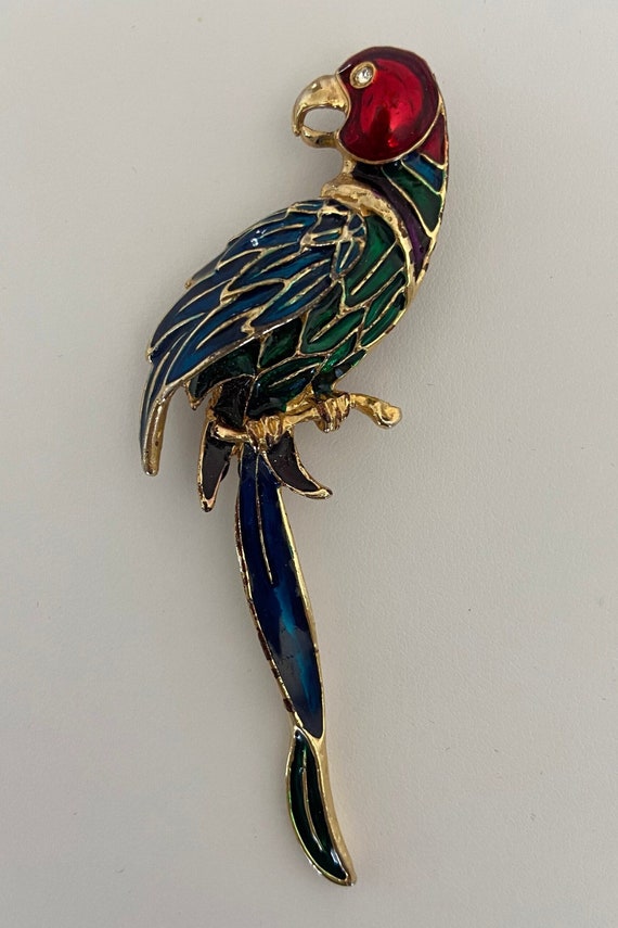 Enamel Bird Pin, 3.25 Inches, 1970s