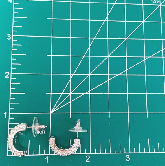 Designer Crystal Pave Half Hoop Pierced Earrings,… - image 8