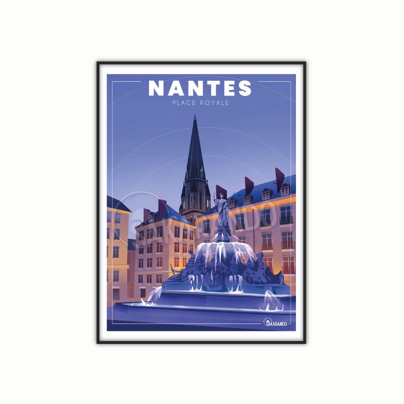 Affiche Nantes - Ouest, Pays de La Loire | Poster Vintage Régionaliste Cadeau Décoration Mural
