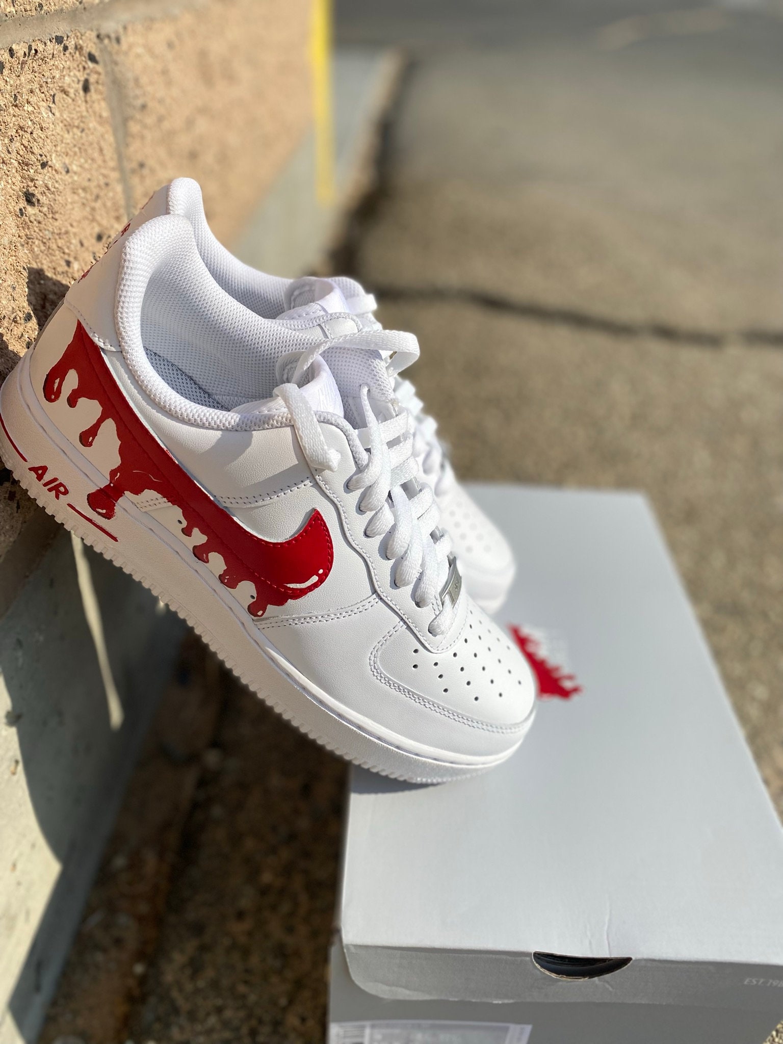 Red Drip Shadow Heartbreak Custom Air Force 1 - Hand Painted AF1 - Cus –  Merakicks