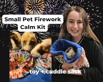 Firework Pet Calm Kit | Independence Day Patriotic Foraging Snuffle Mat for Small Pets | Guinea Pigs | Rabbits | Hedgehogs