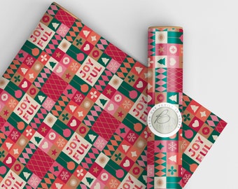 Colourful Christmas Wrapping Paper, Merry Christmas, Eco Friendly, 100% Recyclable, Gift Wrapping Paper, Luxury Christmas