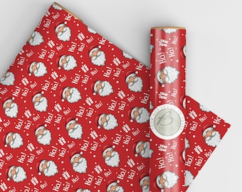 Father Christmas, Ho ho ho Christmas Wrapping Paper, Merry Christmas, 100% Recyclable, Children's Gift Wrapping Paper, Sheets, Rolls