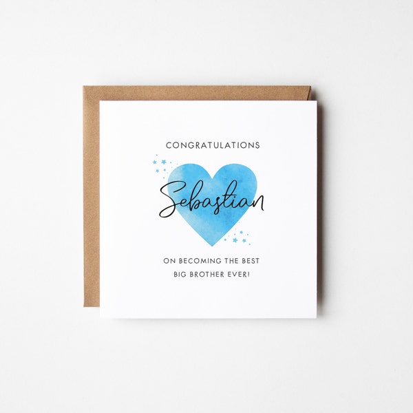Personalised Congratulations on becoming a brand new brother sister card, New Sister Brother Card, Personalised Message Card