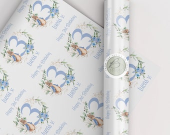 Papier cadeau joyeux anniversaire Peter Rabbit pour enfants - Ajoutez une touche personnelle à leur journée spéciale ! 1er anniversaire, 2e anniversaire, 3e anniversaire