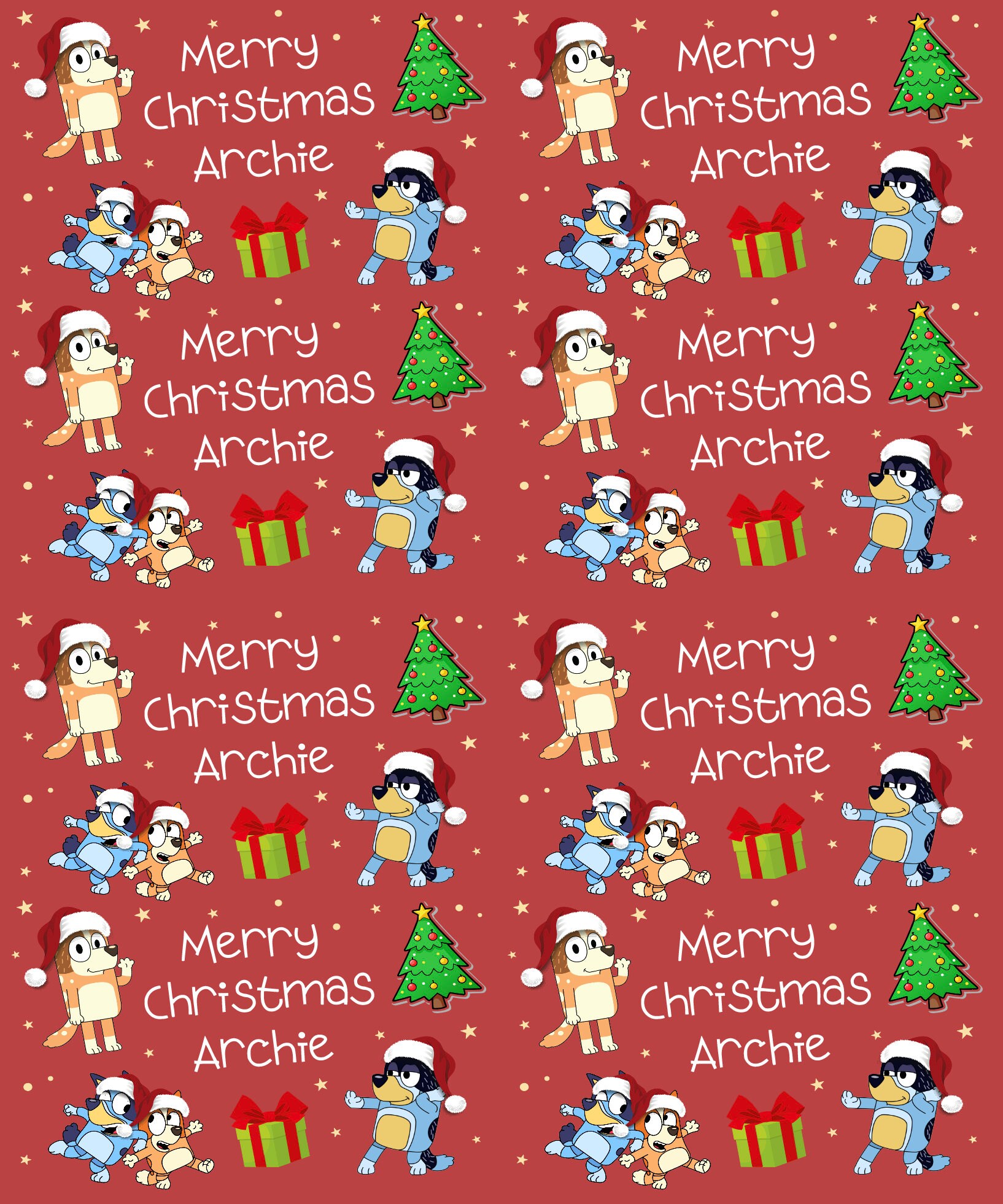 Discover Personalised BlueyDad Themed Christmas Wrapping Paper