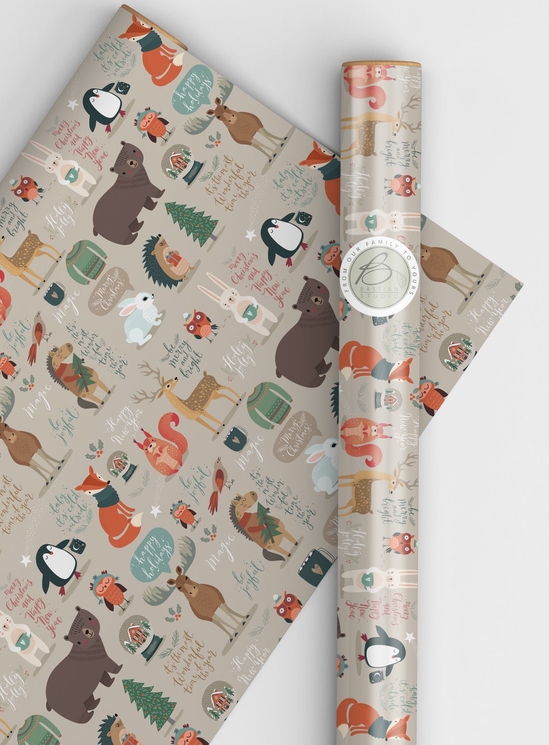 Animal Christmas Wrapping Paper 