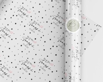 Personalised Mr & Mrs Gift Wrap, Personalised Wrapping Paper, Wedding Day, Personalised Anniversary Wrap, Wrapping Paper, Gift Wrap, Bride