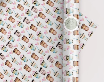 Luxury frappe coffee Gift Wrapping Paper , Eco Friendly, 100% Recyclable, Gift Wrapping Paper, Birthday