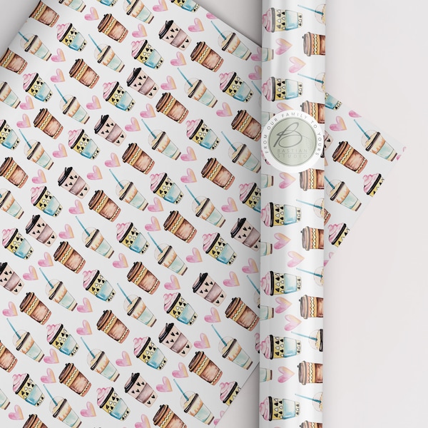 Luxury frappe coffee Gift Wrapping Paper , Eco Friendly, 100% Recyclable, Gift Wrapping Paper, Birthday