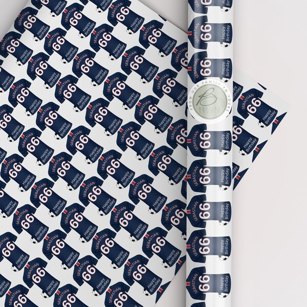 Customised Football Happy Birthday Wrapping Paper - Personalised Gift Wrap PSG FC