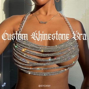 Custom Rhinestone Top, Custom Rhinestone Bra, Rhinestone Bra, Rhinestone Top, custom embellished top, Rhinestones,