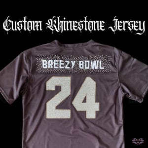 Custom Rhinestone Jersey, Rhinestone Jersey, Crystal Rhinestone Jersey, Womens Rhinestone Crop Jersey, Football Jersey, Breezy Bowl Jersey