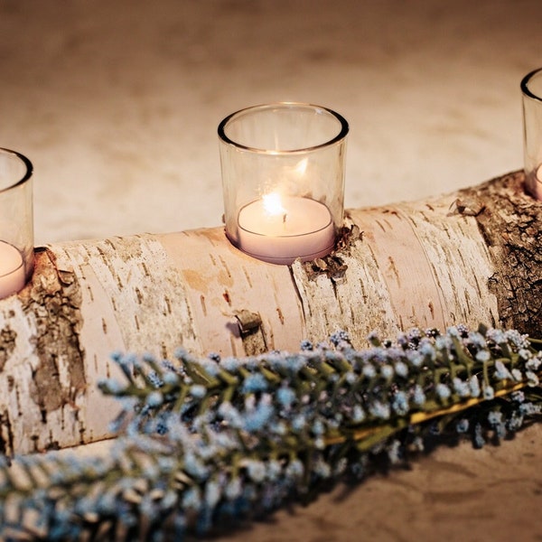 Birch Wood, Candle Holder, Farmhouse Style Décor, Home Décor Gift, Christmas Décor, Rustic Candle Holder, Rustic Home Décor, Wood Candle Log