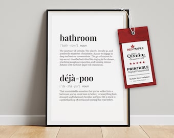 Arte de pared para baño, Decoración de baño, Arte divertido para pared de baño, Definición de baño, Arte imprimible para pared, Arte para baño, Letrero divertido para baño, Arte mural