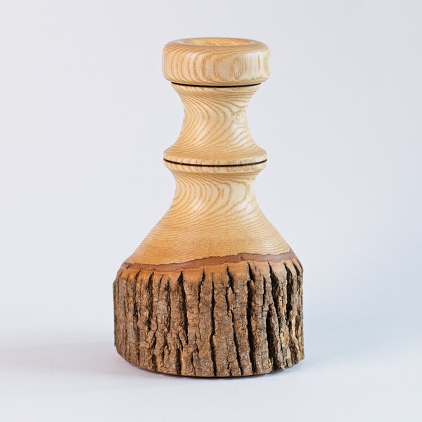 Vase en bois de chêne Live Edge, tourné à la main, bois massif avec finition naturelle, motif de grain unique, décoration rustique fabriquée à la main, décor de ferme