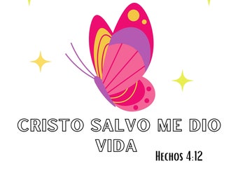 CRISTO SALVO ME dio Vida/ Hechos 4:12/ verso biblico/modèle espagnol/png/svg/pdf