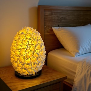 Seashell Lamp Shade, Coastal Bedside Table Light, Sustainable Decor