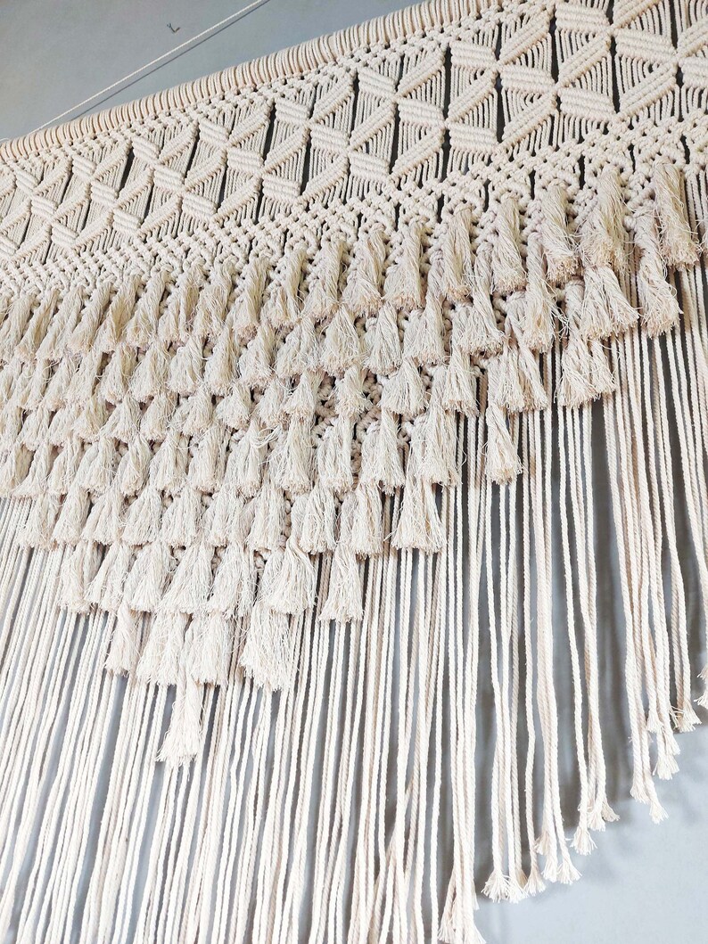 Handmade Modern Macrame Minimalist With Wooden Dowel, Wall Hanging