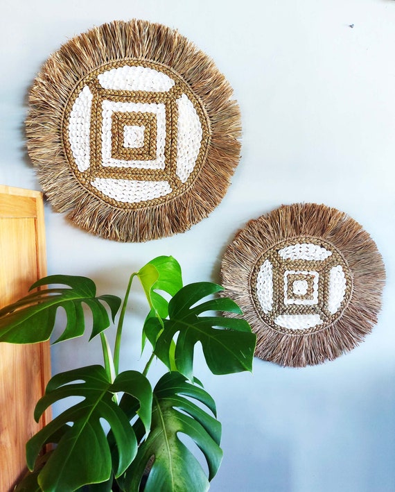 Seagrass Wall Decor Set of 2 Wall Hanging Woven Natural Etsy