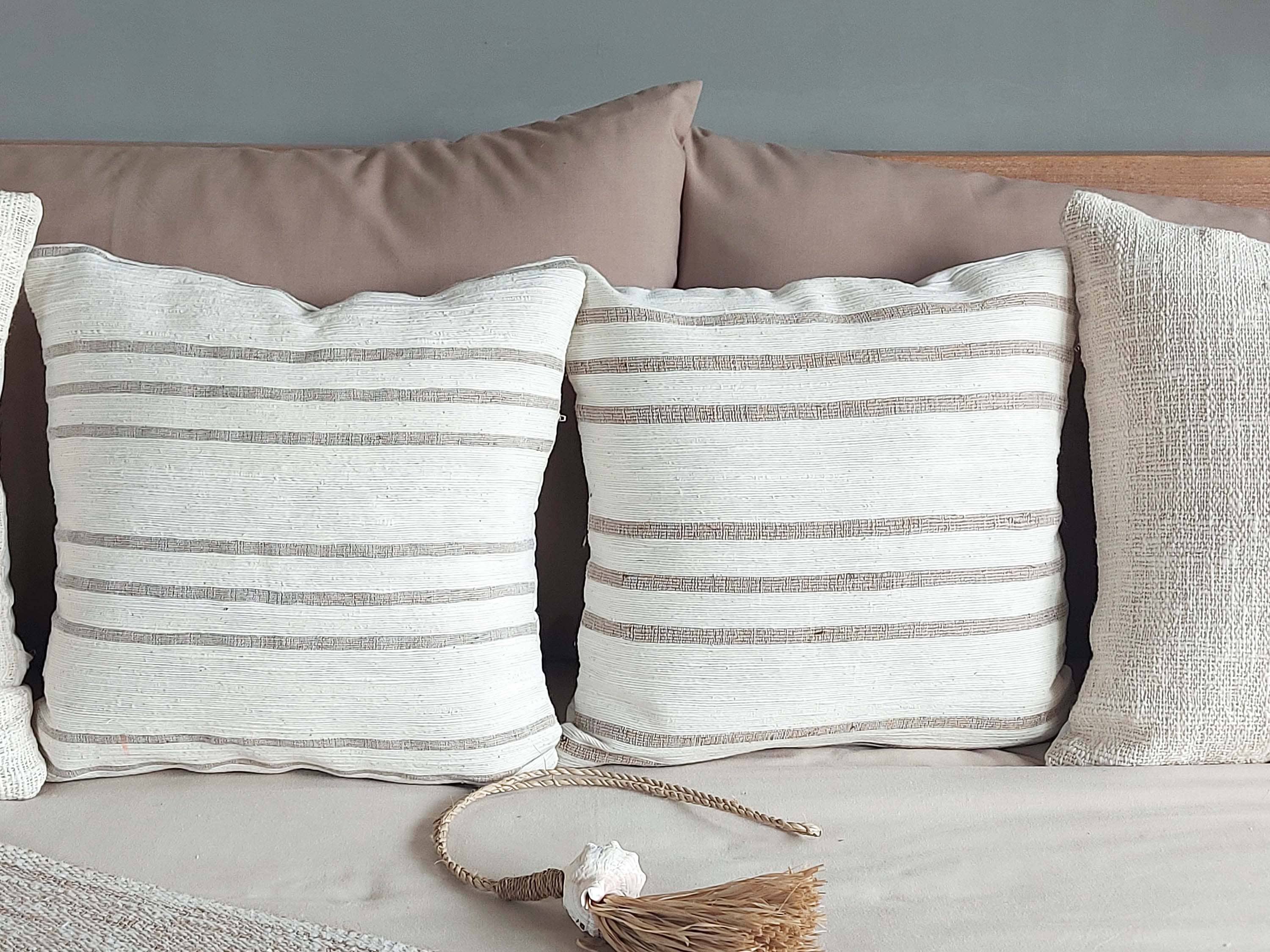 Kayacream and Brown Striped Throw Blanket Boho With Tassel Etsy UK