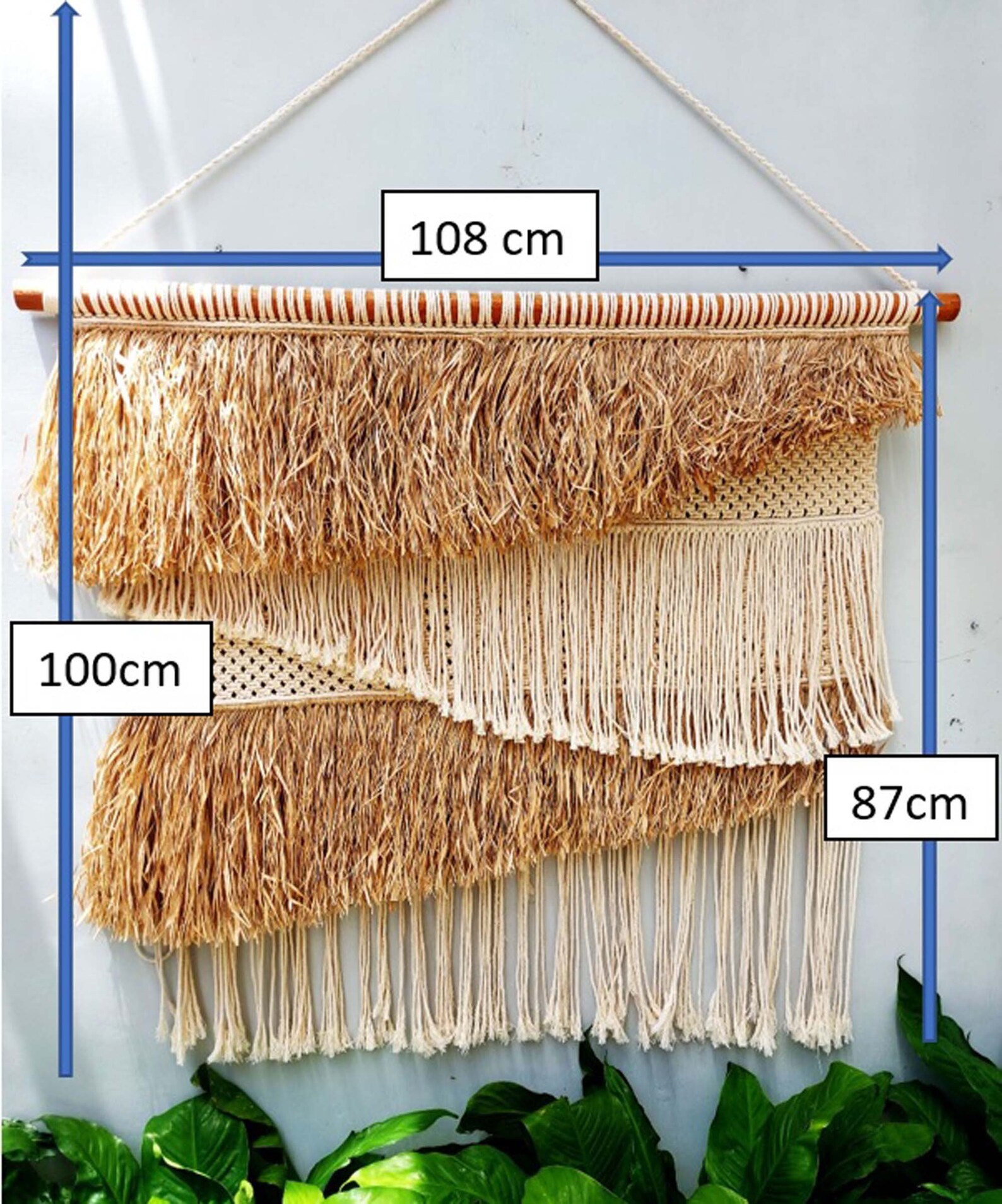 Natural Raffia Macrame Headboard, Large Woven Tapestry - Etsy