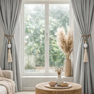 Fermatende in corda di alghe marine, decorazione boho, lunghezza 72 cm