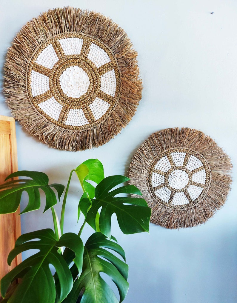 Seagrass Wall Decor Set of 2 Wall Hanging Woven Natural Etsy