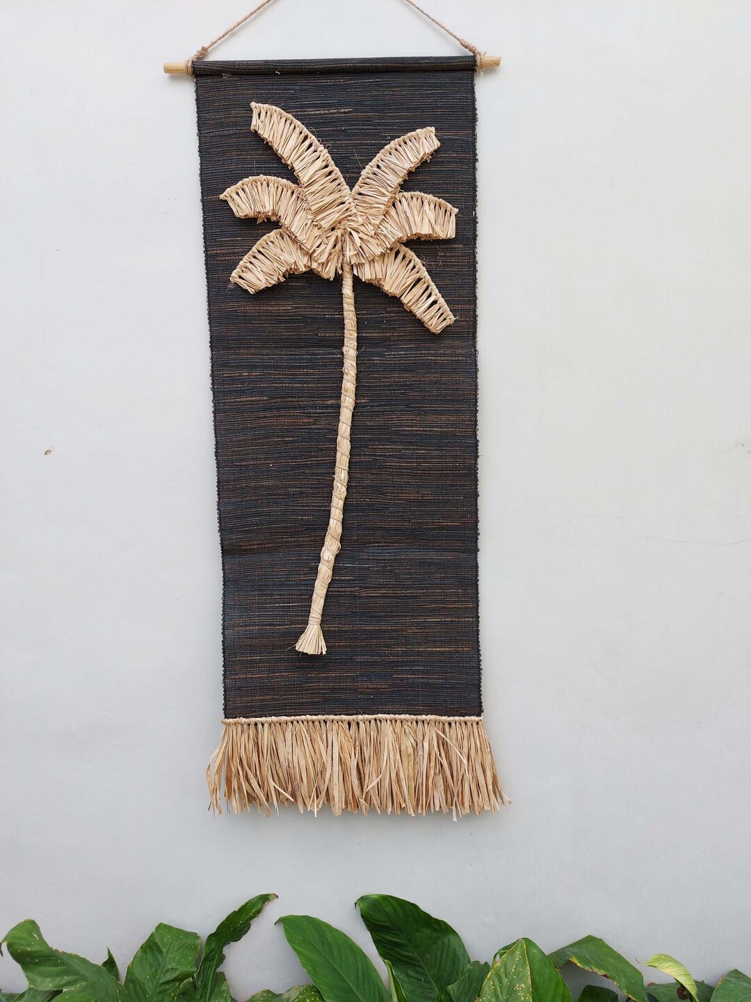 Palm Leaf Wall Hanging Woven Wall Hanging Macrame Raffia Etsy
