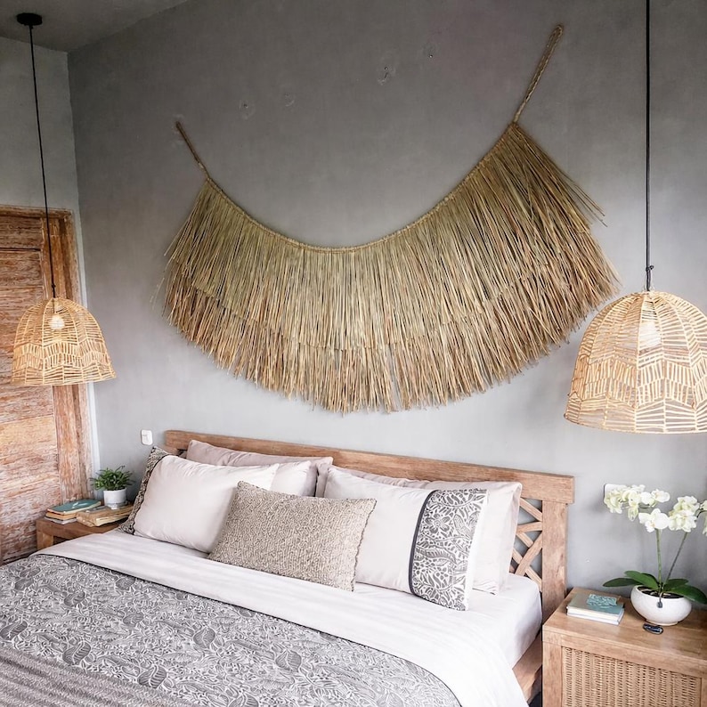 Seagrass Over Bed Wall Decor, Boho Bedroom Art, Coastal Vibes image 2